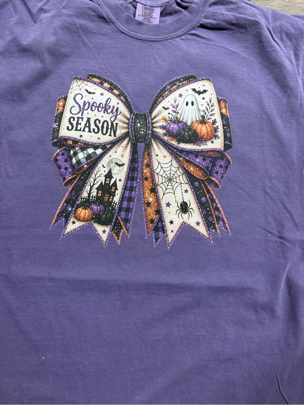 Comfort Colors Purple Halloween Bow Graphic Tee